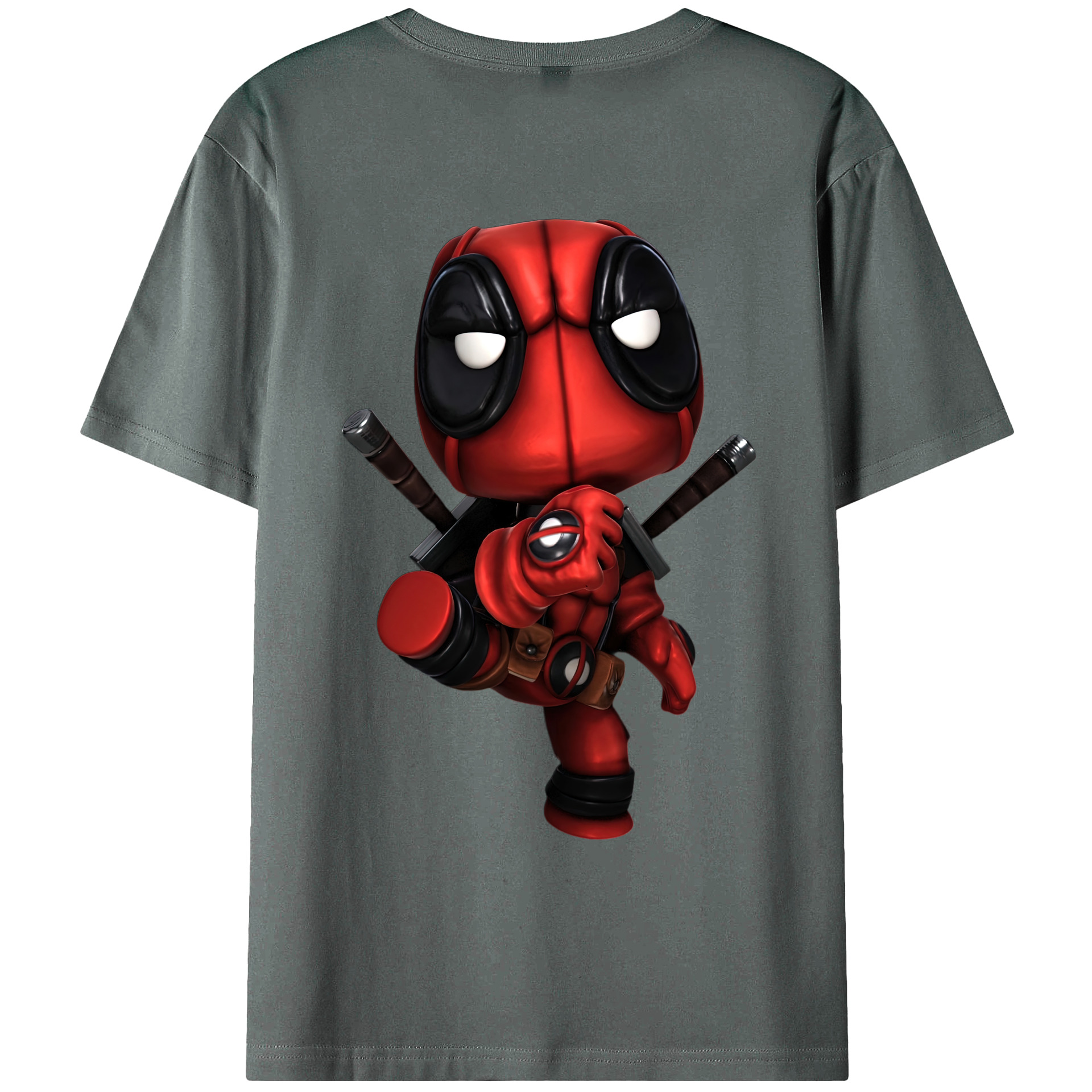 （画像用） Deadpool デッドプール 綿100％ メンズ半袖Tシャツ（バックプリント） 通気性